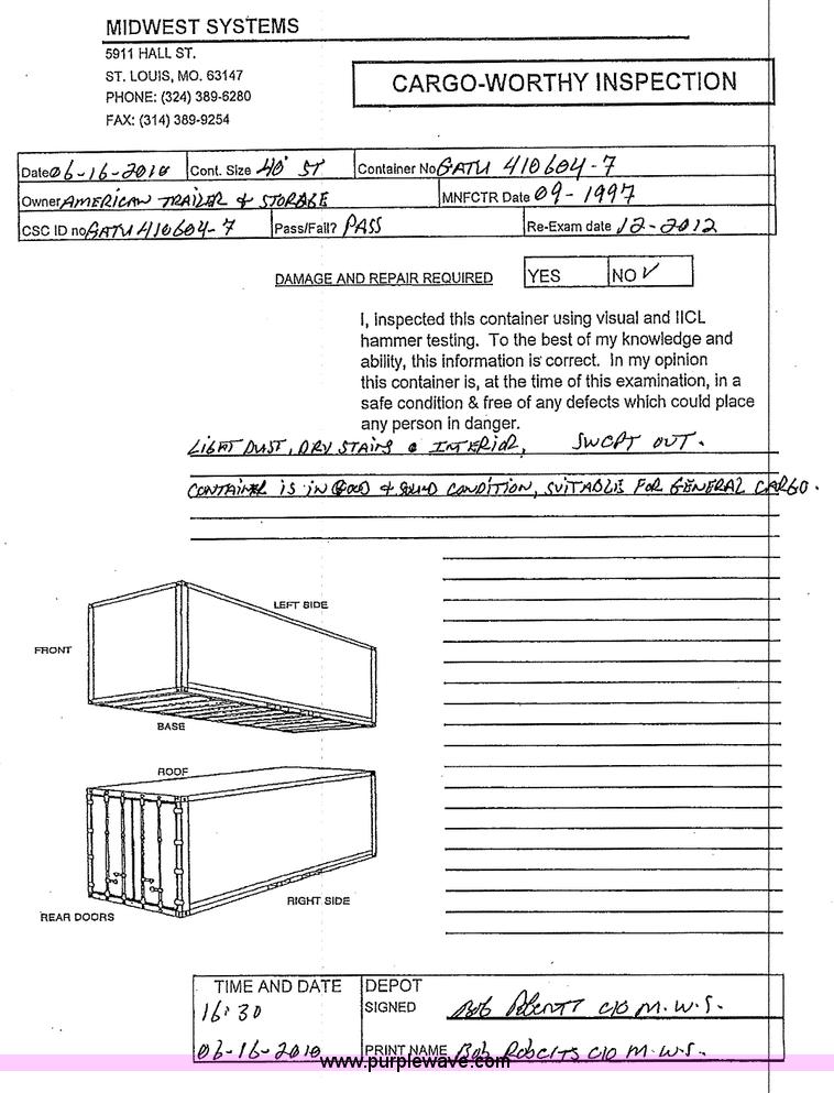 image for item 1013 40' standard cargo worthy international shipping container