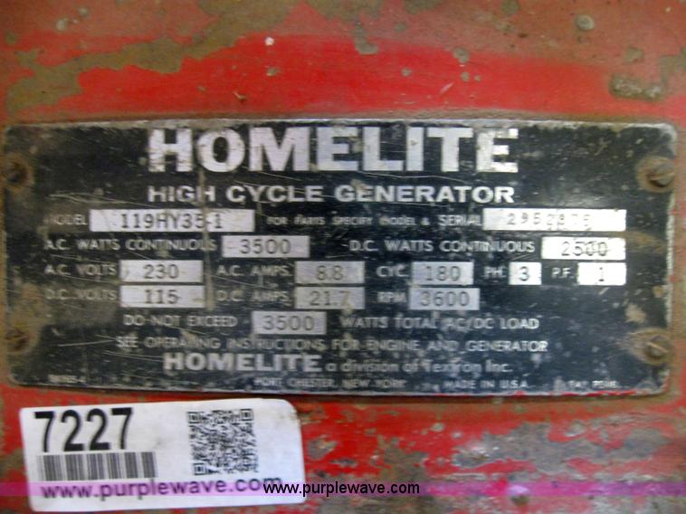 image for item 7227 Homelite high cycle generator