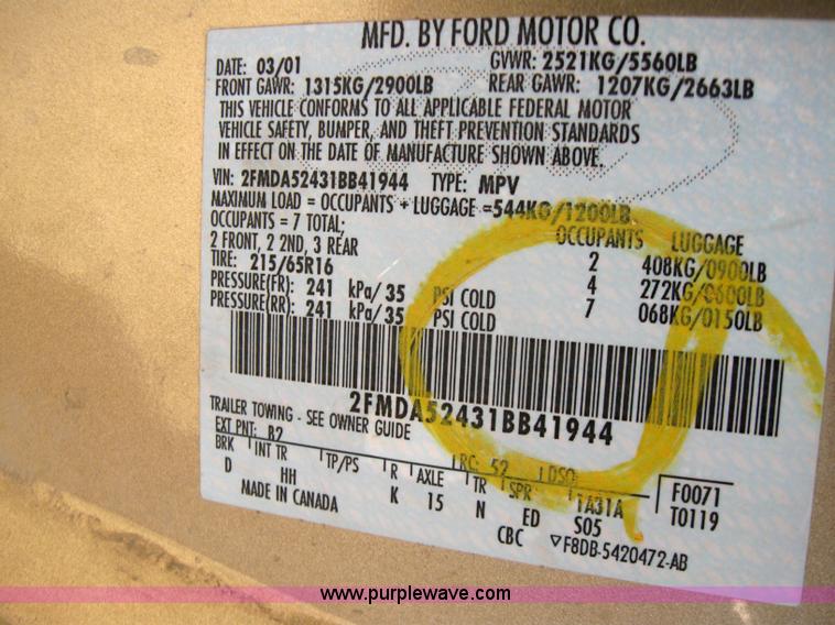 image for item 7228 2001 Ford Winstar SE mini van