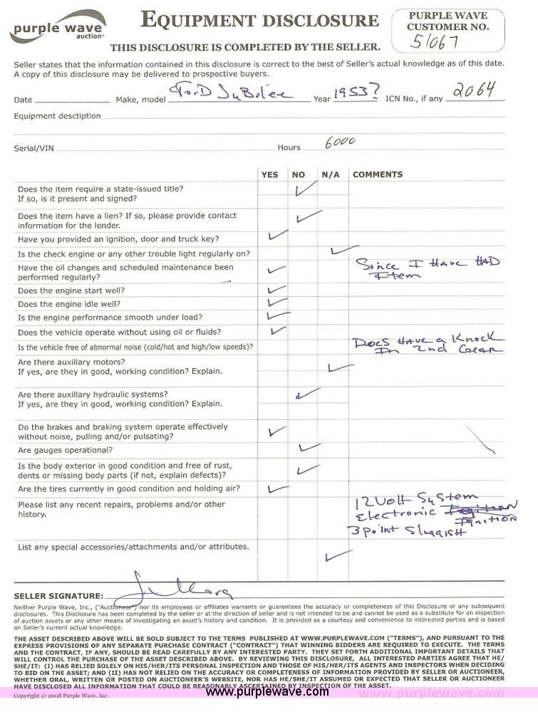 image for item 2064 1953 Ford Jubulee tractor