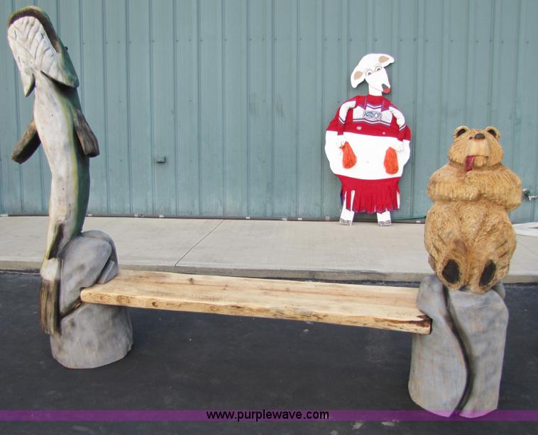 image for item 1000 Fish and bear bench chainsaw art carving