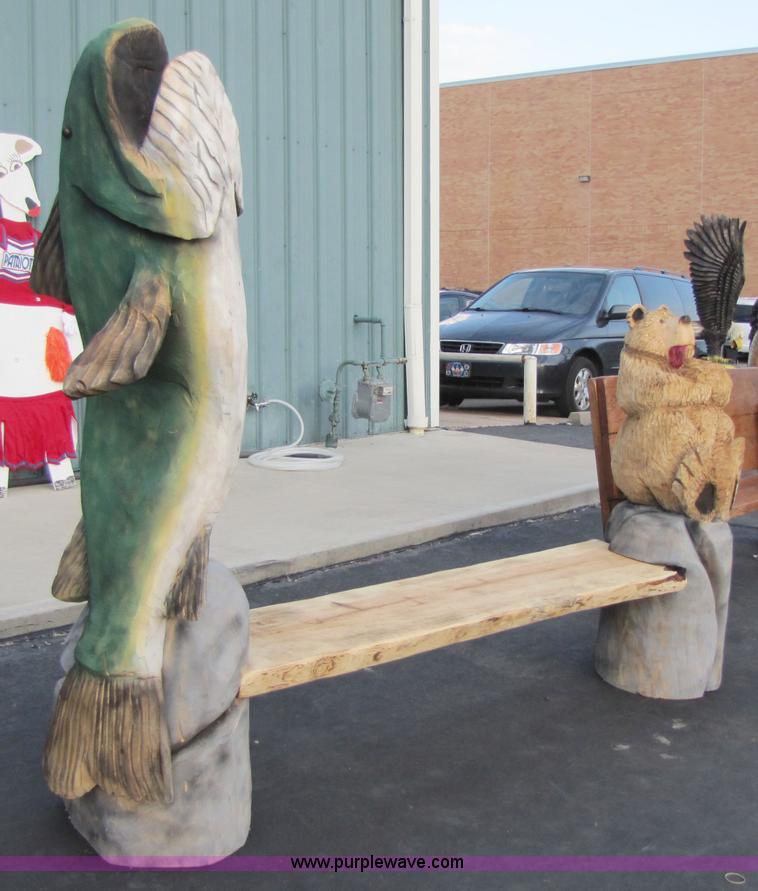 image for item 1000 Fish and bear bench chainsaw art carving