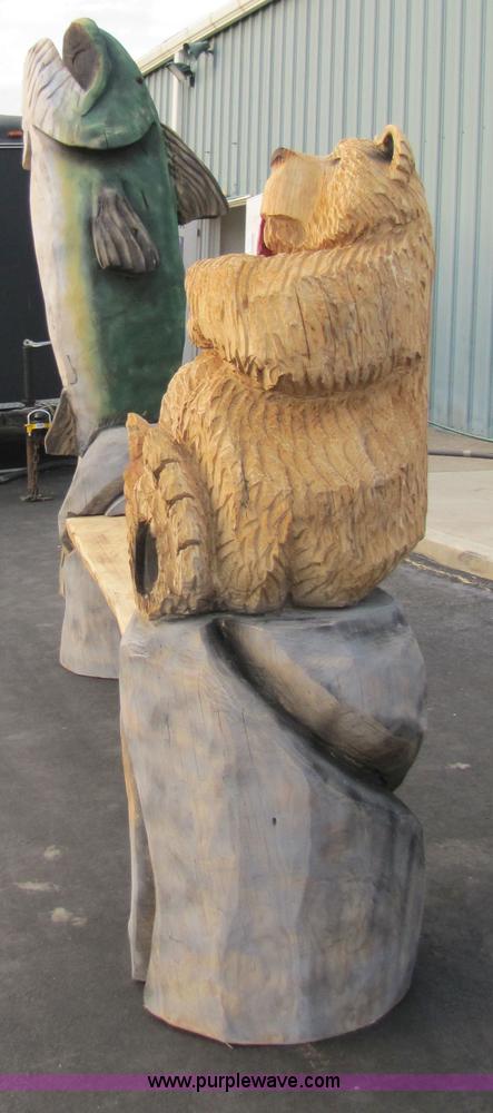 image for item 1000 Fish and bear bench chainsaw art carving
