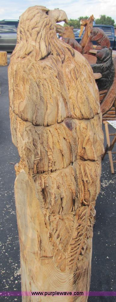 image for item 1005 Perched Bald Eagle chainsaw art carving