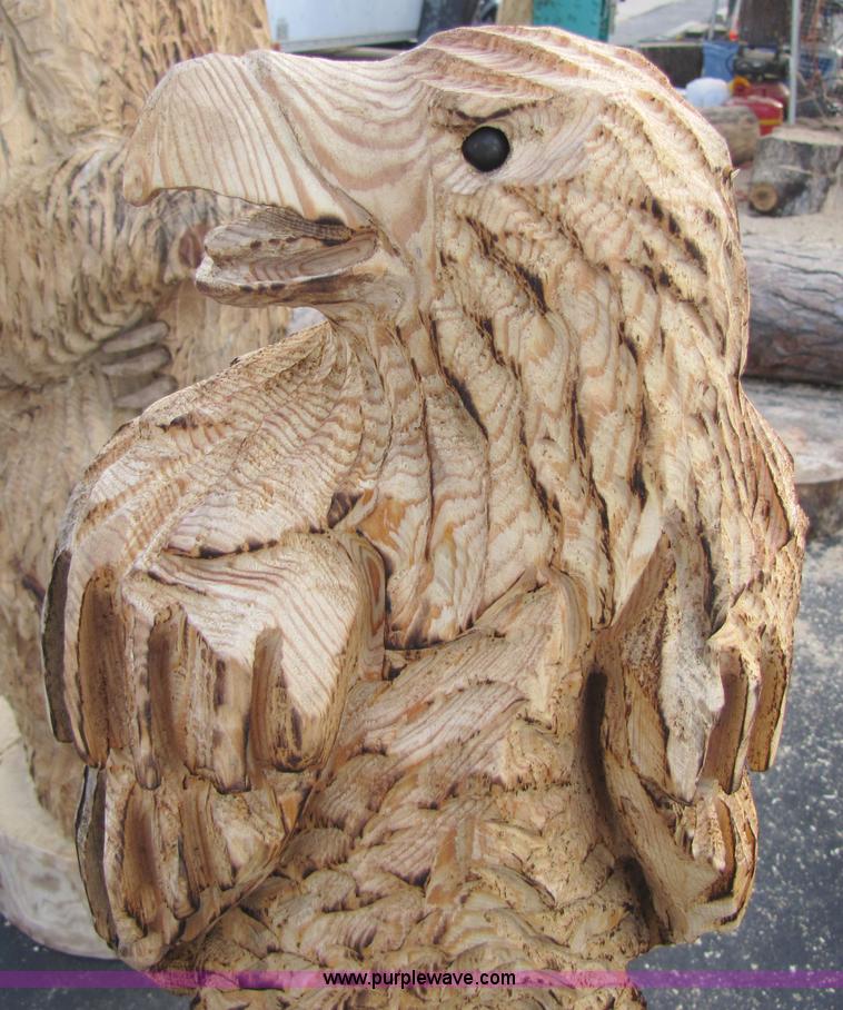 image for item 1005 Perched Bald Eagle chainsaw art carving