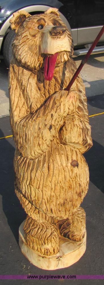 image for item 1202 Bear with a fishing pole chainsaw art carving