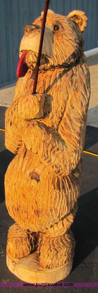 image for item 1202 Bear with a fishing pole chainsaw art carving