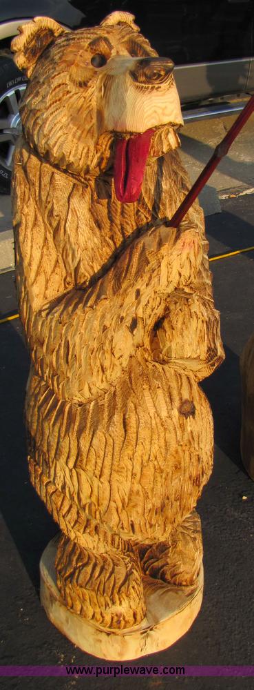 image for item 1202 Bear with a fishing pole chainsaw art carving