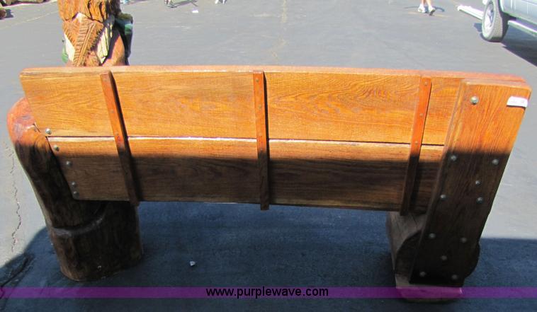 image for item 7181 Bald Eagle bench with American flag chainsaw art carving