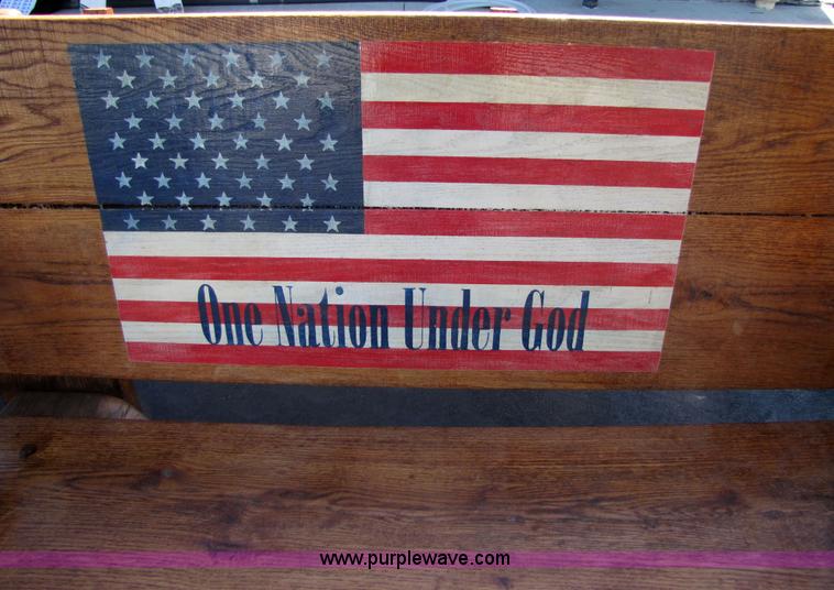 image for item 7181 Bald Eagle bench with American flag chainsaw art carving