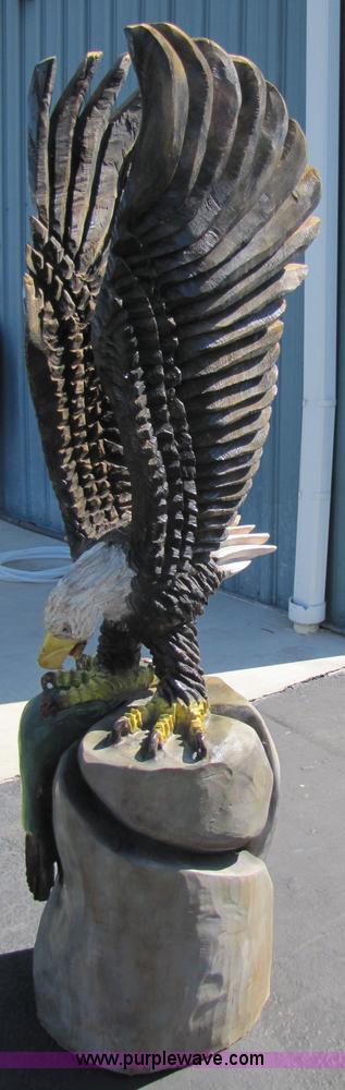 image for item 7182 Bald Eagle with fish chainsaw art carving