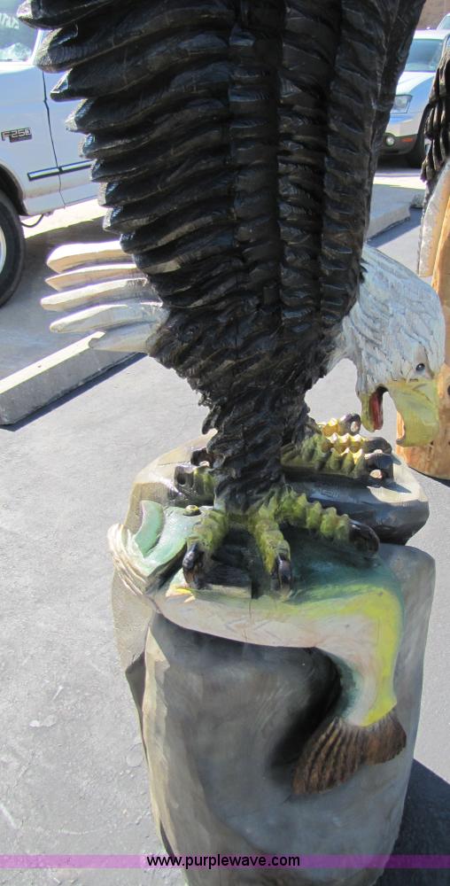 image for item 7182 Bald Eagle with fish chainsaw art carving