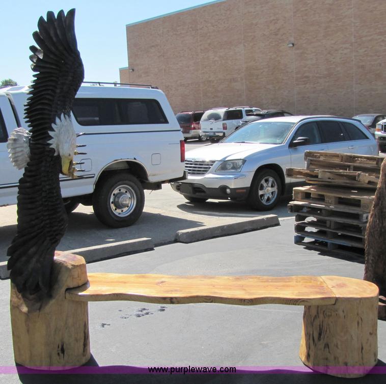 image for item 7184 Soaring Bald Eagle bench chainsaw art carving