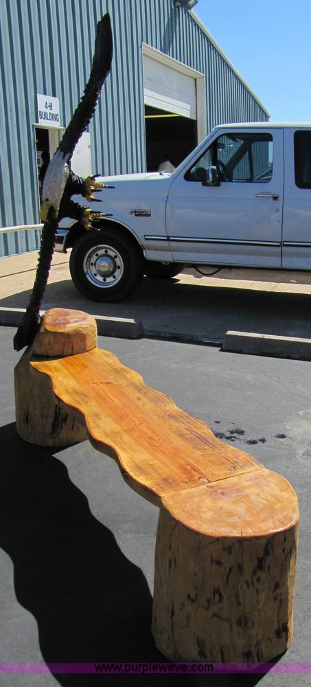 image for item 7184 Soaring Bald Eagle bench chainsaw art carving