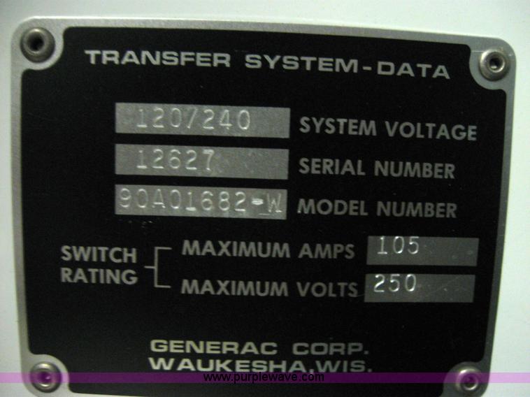 image for item 2050 Generac 20 K.W generator with transfer switch