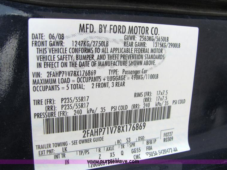 image for item 6664 2008 Ford Crown Victoria Police Interceptor