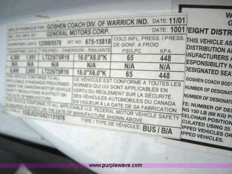 image for item 6855 2002 Chevrolet Express G3500 transit bus