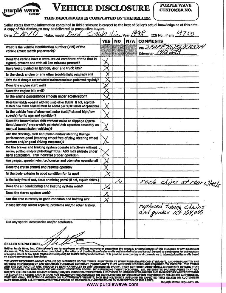 image for item 4750 1998 Ford Crown Victoria Police Interceptor