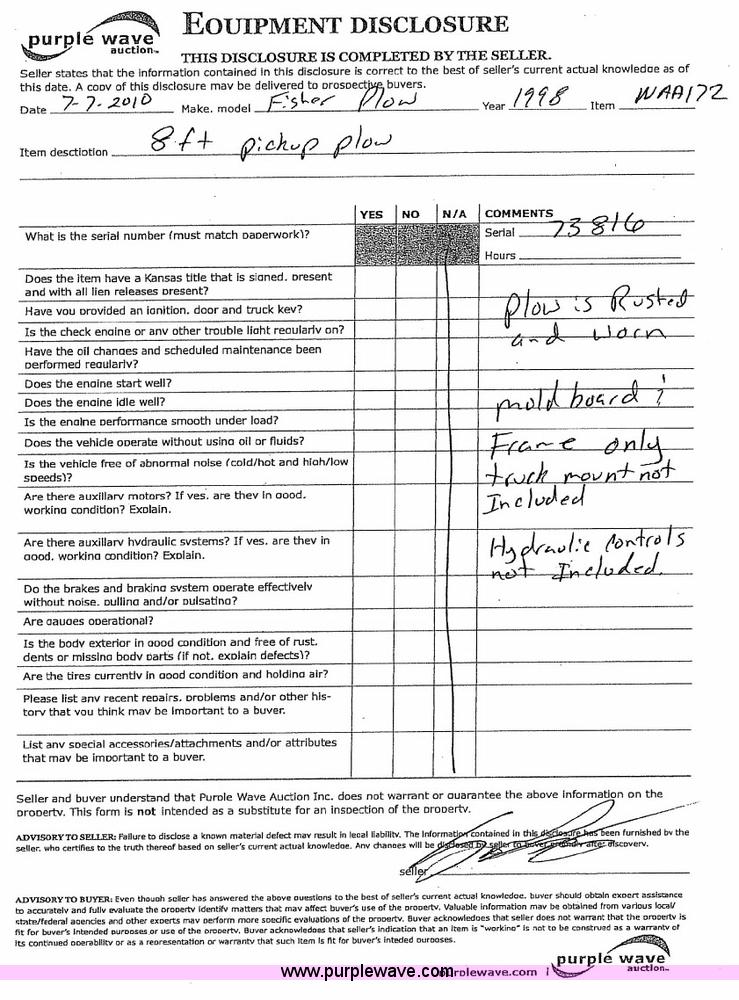 image for item 6567 Fisher 8' snowplow