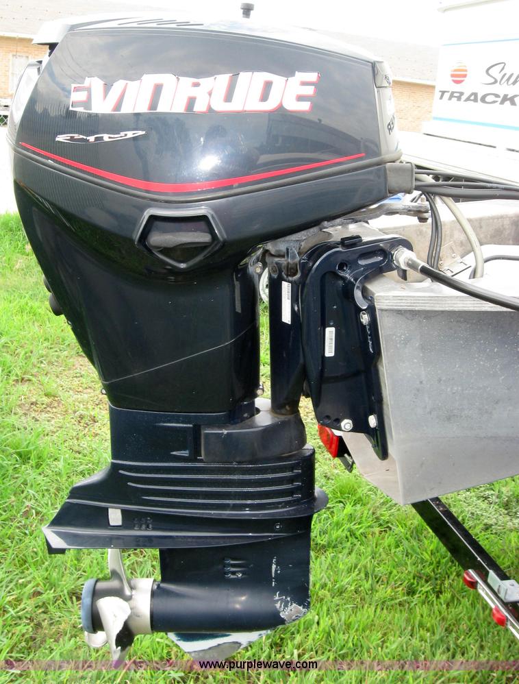 image for item 7049 Sun Tracker 18' bass buggy pontoon boat with trailer