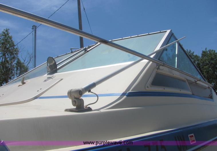 image for item 4616 1976 Glastron 25' cabin cruiser boat with trailer