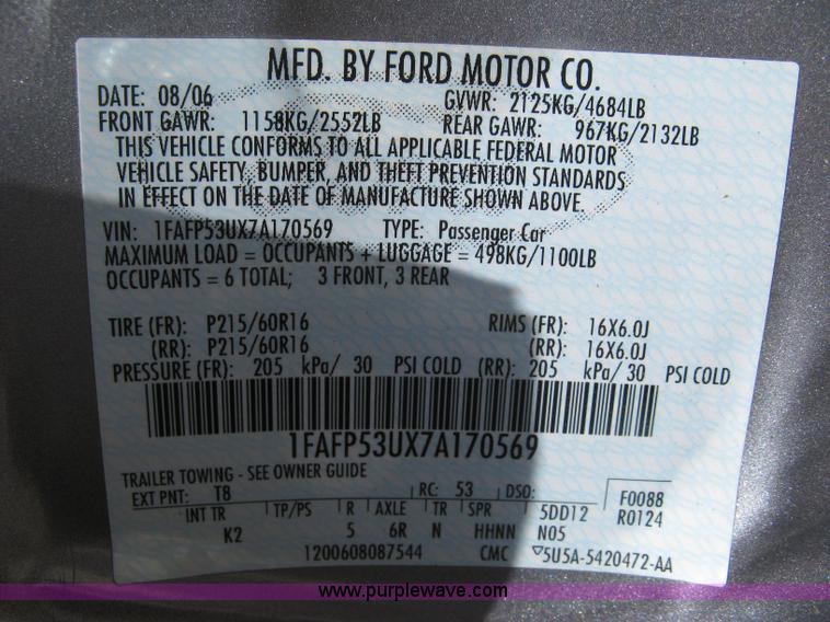 image for item 5035 2007 Ford Taurus SE