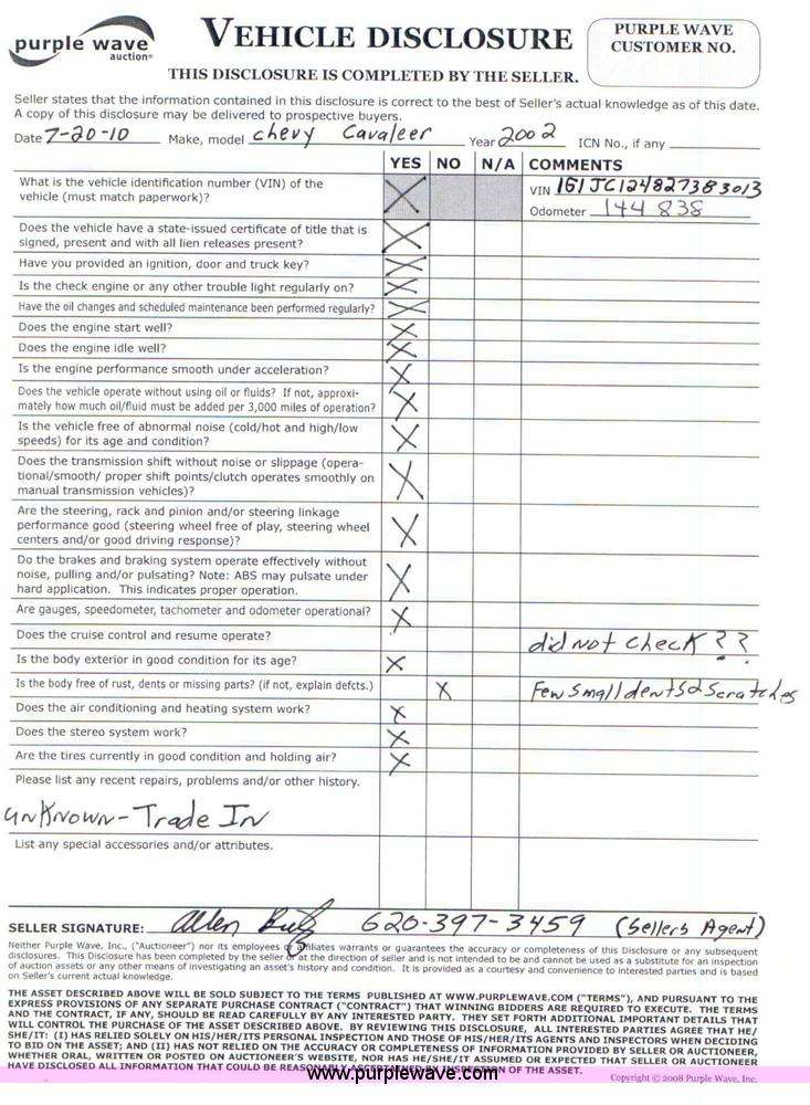 image for item 6819 2002 Chevrolet Cavalier