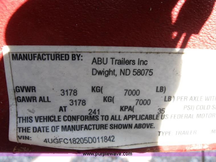 image for item 2570 2005 ABU 18.5' flat bed trailer