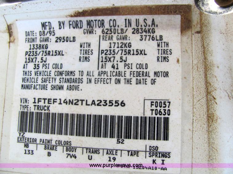 image for item 3225 1996 Ford F150 pickup truck