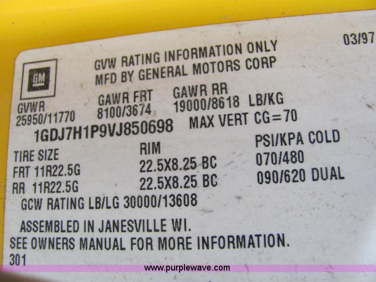 image for item 6681 1997 GMC C7H042 Top Kick box truck