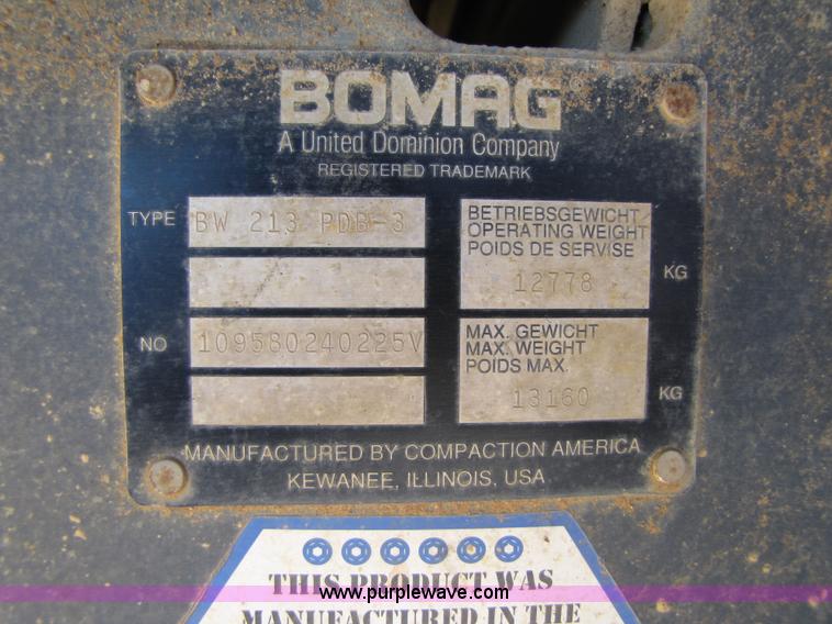 image for item 3058 Bomag BW213PDB-3 vibratory roller compactor