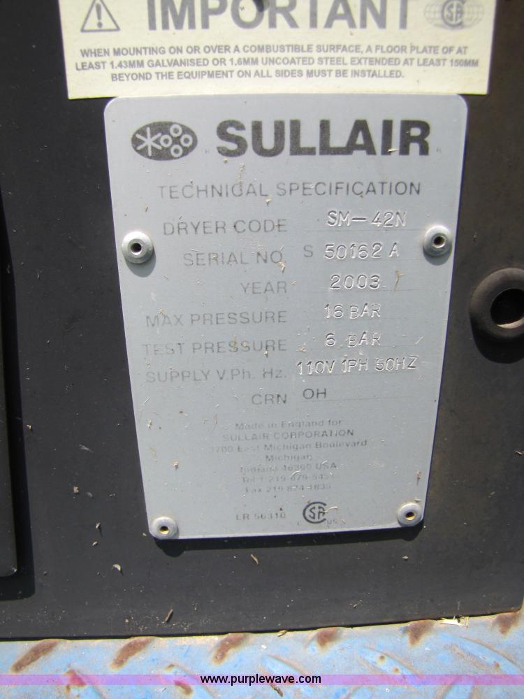 image for item 3061 2003 Sullair EX-6 skid mounted air compressor