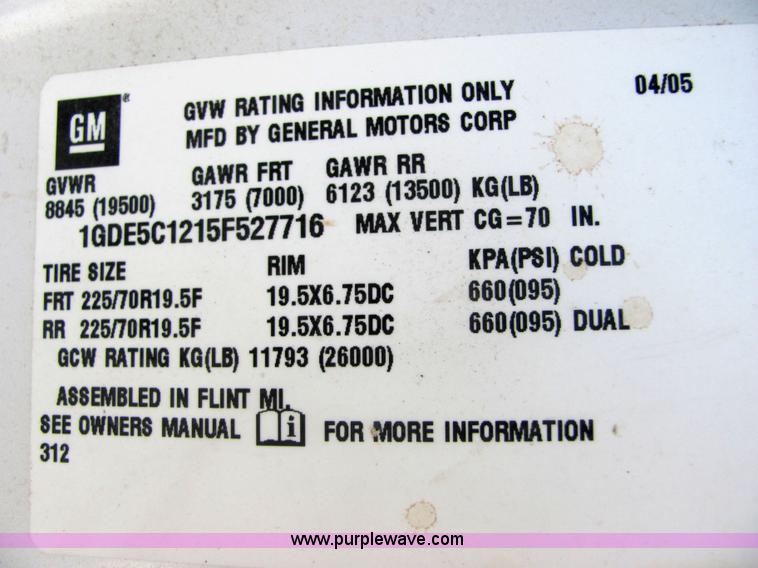 image for item 4776 2005 GMC C5500 dump truck