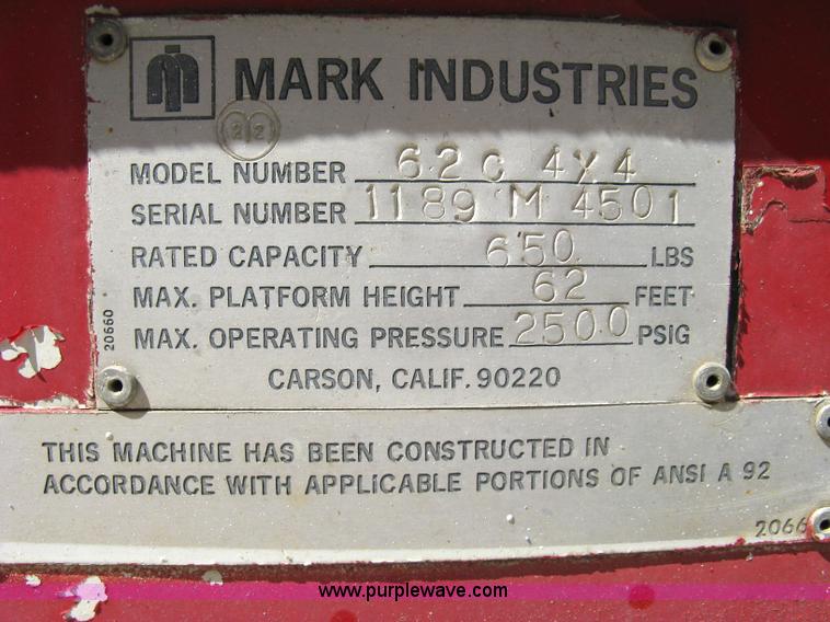image for item 4814 Mark Industries 62C boom lift