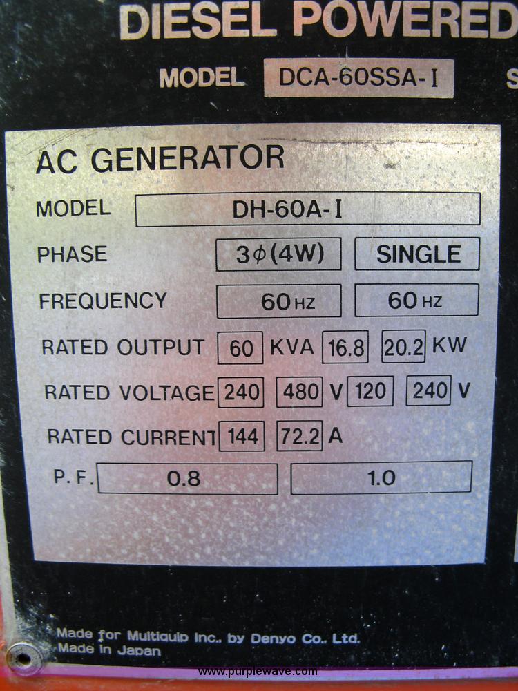 image for item 5094 Multi Quip Whisperwatt MQ Power 60 mobile generator