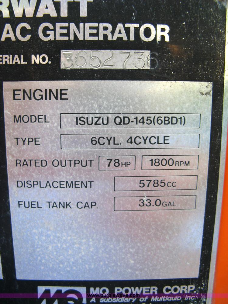 image for item 5094 Multi Quip Whisperwatt MQ Power 60 mobile generator