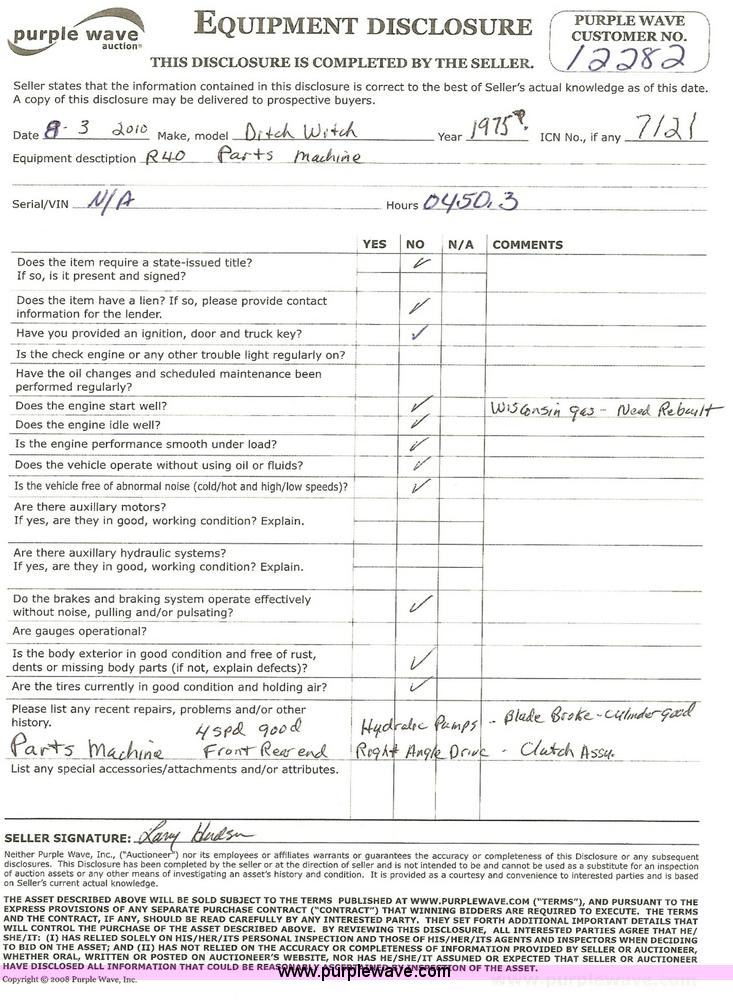 image for item 7121 1975 Ditch Witch R40 trencher
