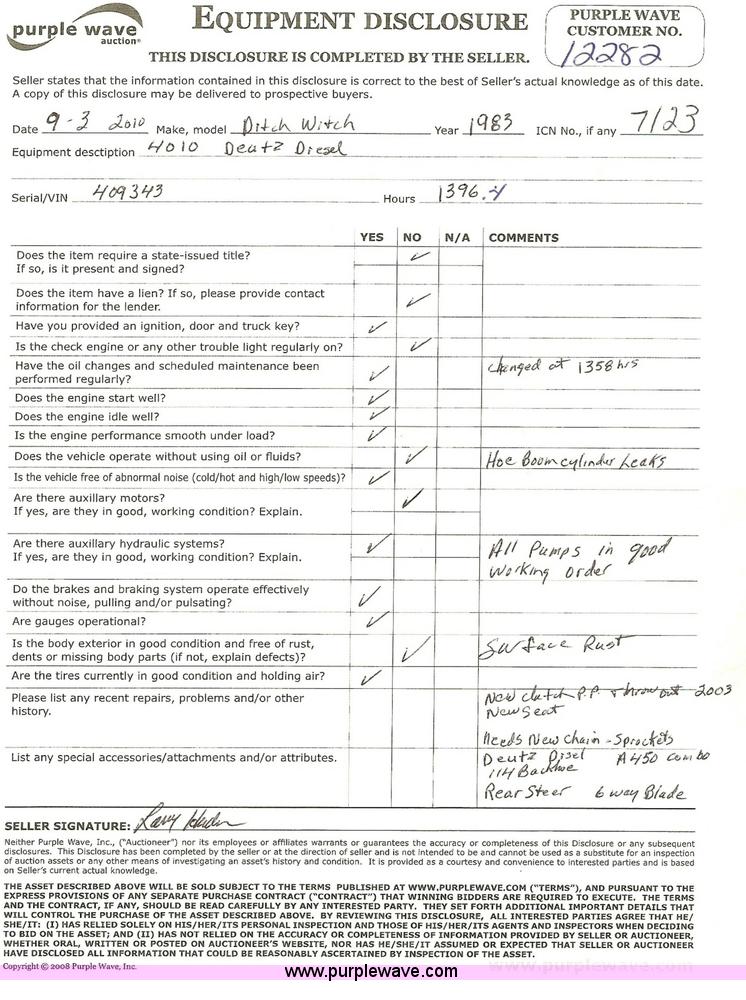 image for item 7123 1983 Ditch Witch 4010 trencher with backhoe