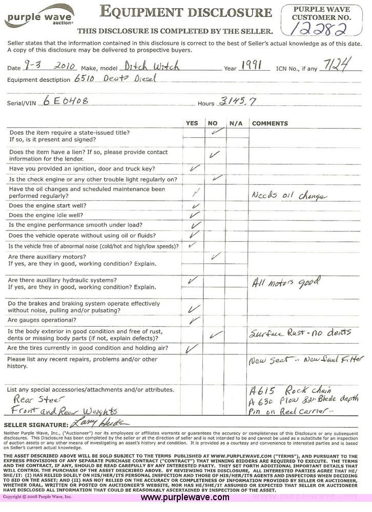 image for item 7124 1991 Ditch Witch 6510 trencher