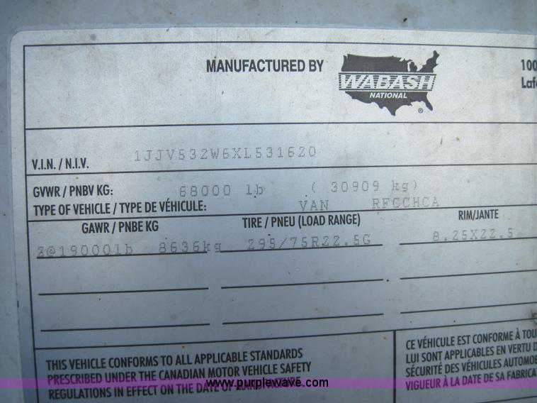 image for item 4092 1999 Wabash 53' reefer trailer