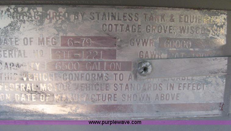 image for item 6162 1979 Stainless Tank and Equipment tanker