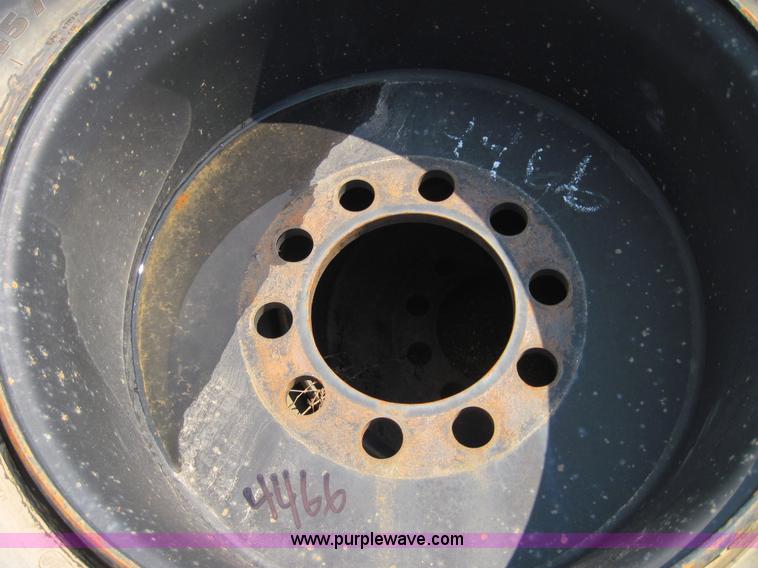 image for item 4466 (2) Michelin 445/65R19.5 tires on 10 bolt rims