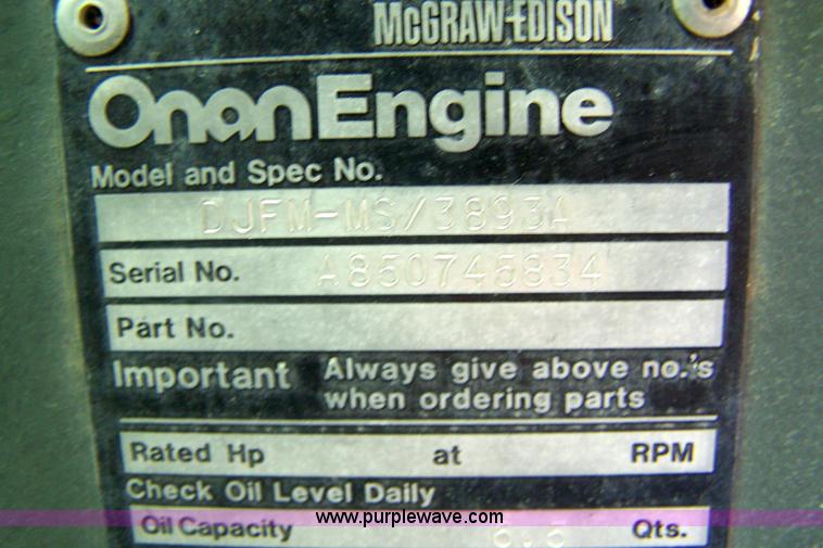 image for item 4131 1982 Onan military issued 10kw continuous run generator