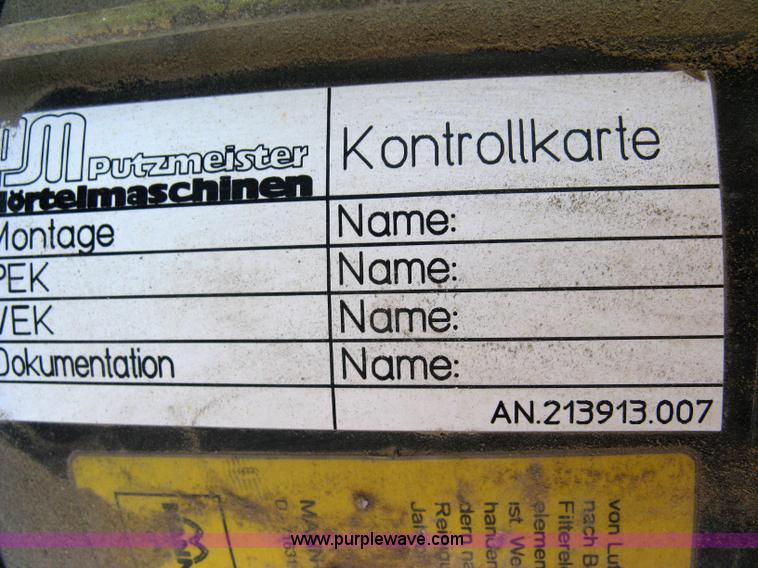 image for item 4817 2002 Putzmeister mortar mixer