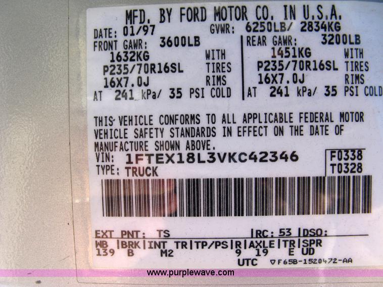 image for item 4821 1997 Ford F150XLT pickup truck