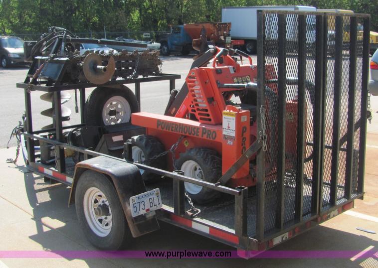 image for item 4828 2004 Powerhouse Pro mini skid-steer loader with attachments and customer trailer