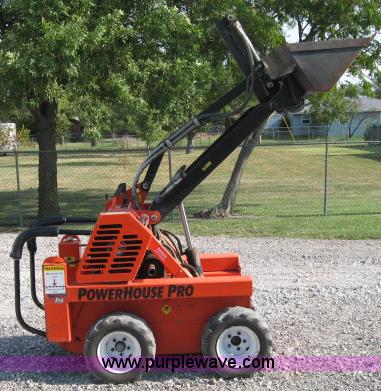 image for item 4828 2004 Powerhouse Pro mini skid-steer loader with attachments and customer trailer
