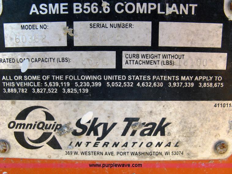 image for item 5095 1999 SkyTrak 6036 telehandler