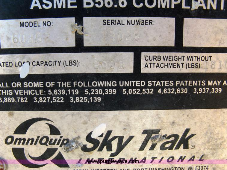 image for item 5095 1999 SkyTrak 6036 telehandler