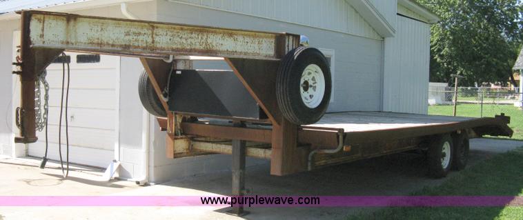 image for item 5103 1977 homebuilt gooseneck, flat-bed, tandem axle trailer